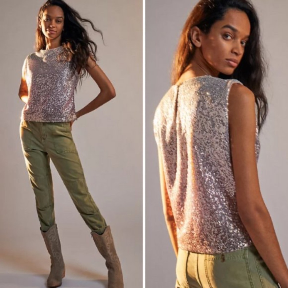 Anthropologie Fatima Sequined Blouse